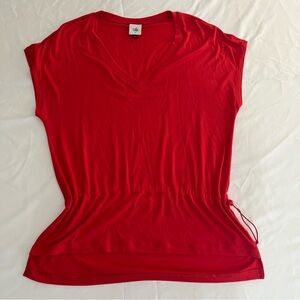 CAbi Vibrant Red V-Neck Short Sleeve Top